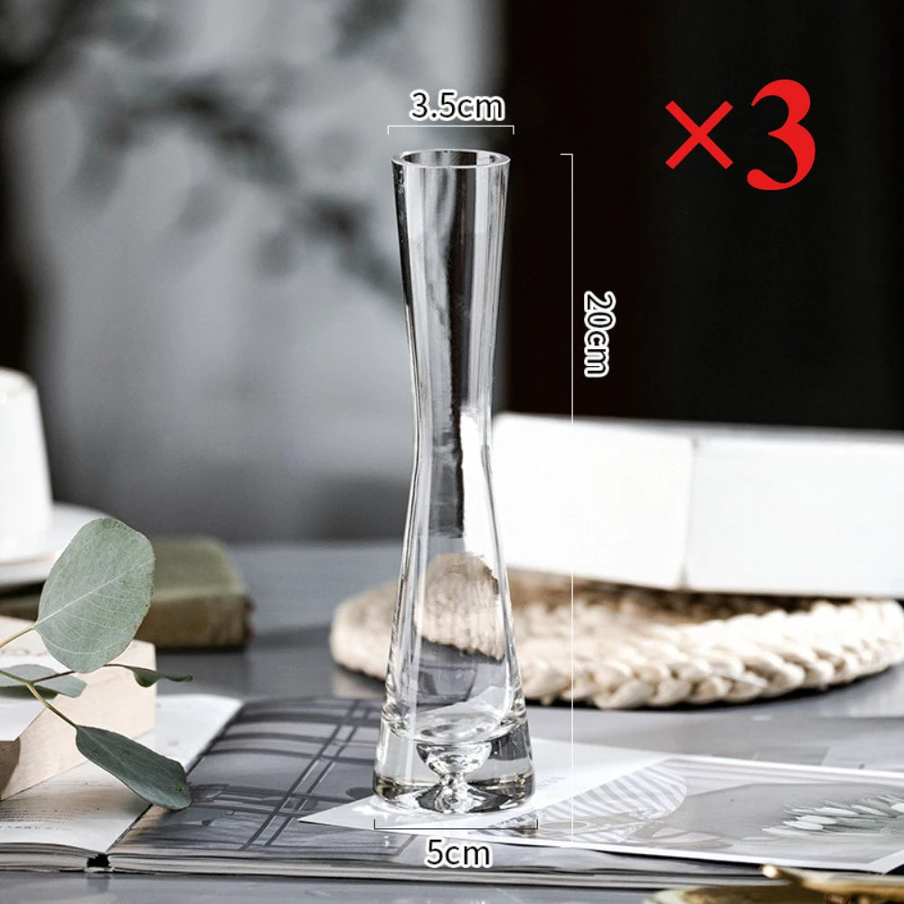Clear Glass Slanted Mouth Vase For Modern European Home Decor