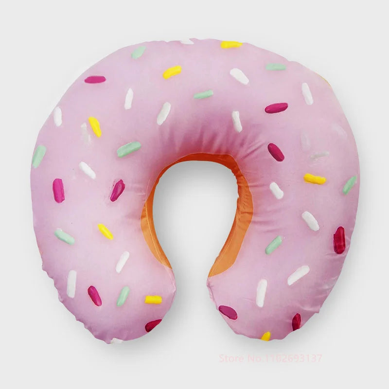 Cute Cartoon Travel Neck Pillow U-Shaped Panda Rainbow Cloud Fruit Inflatable Cushion For Kids Adults Family Friends