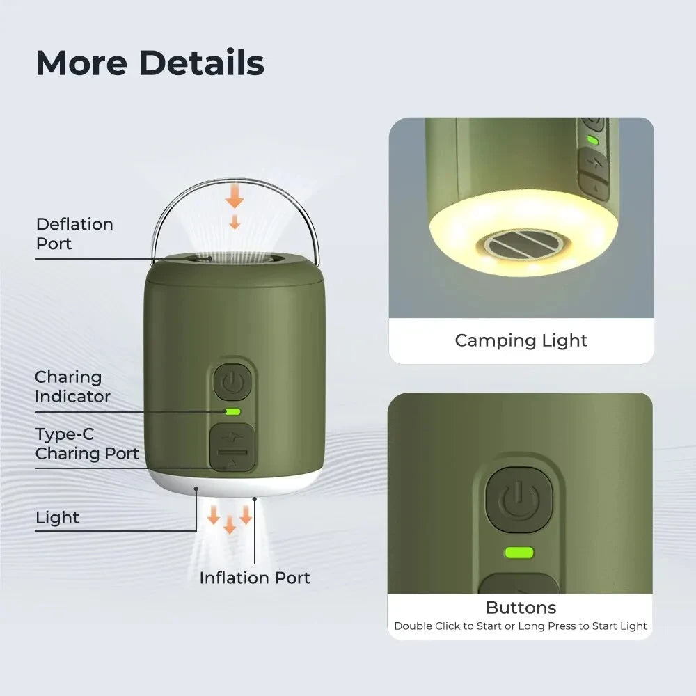 Air Pump With Camping Lantern 4.5kPa For Inflatable Gear