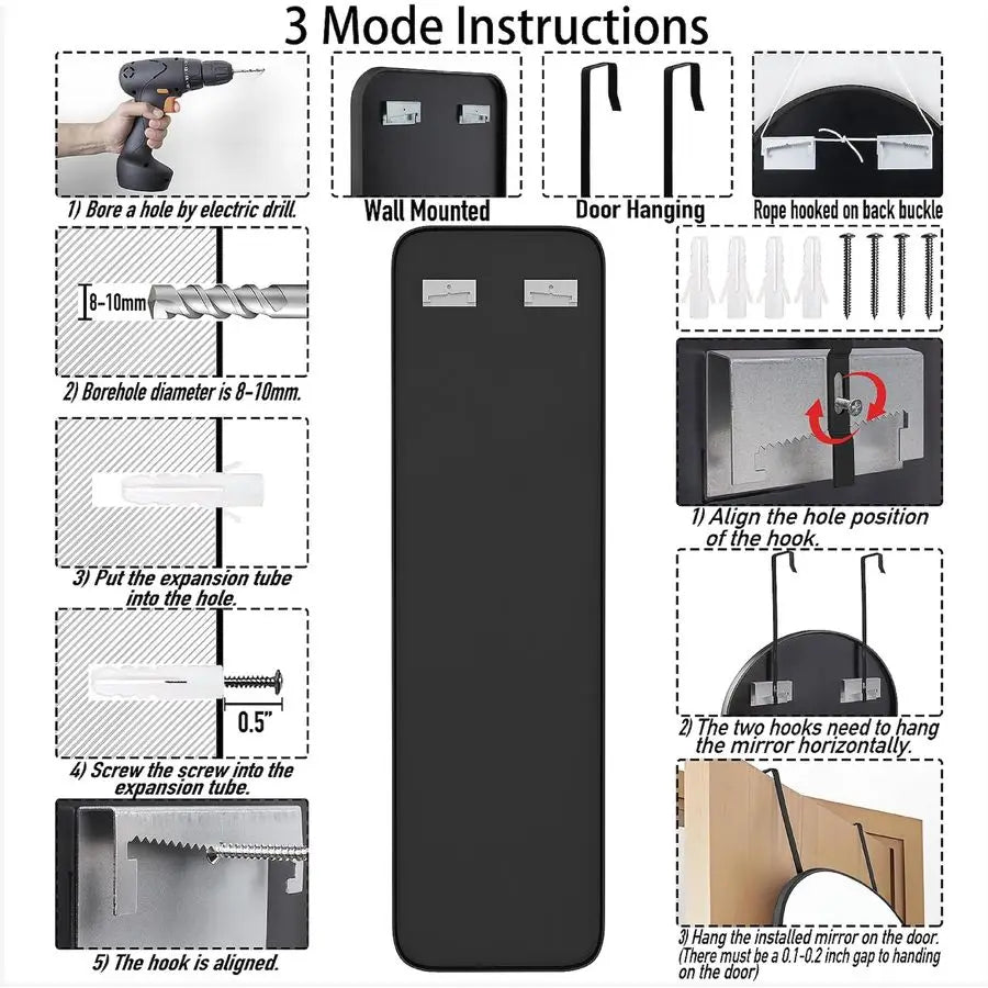 Rectangle Full Body Mirror For Door Hanging And Wall Mounting
