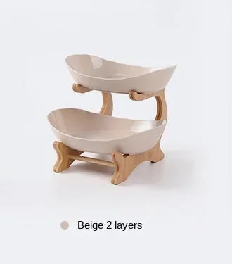 Three Layer Bamboo Fruit Bowl Tray for Kitchen and Living Room Decor