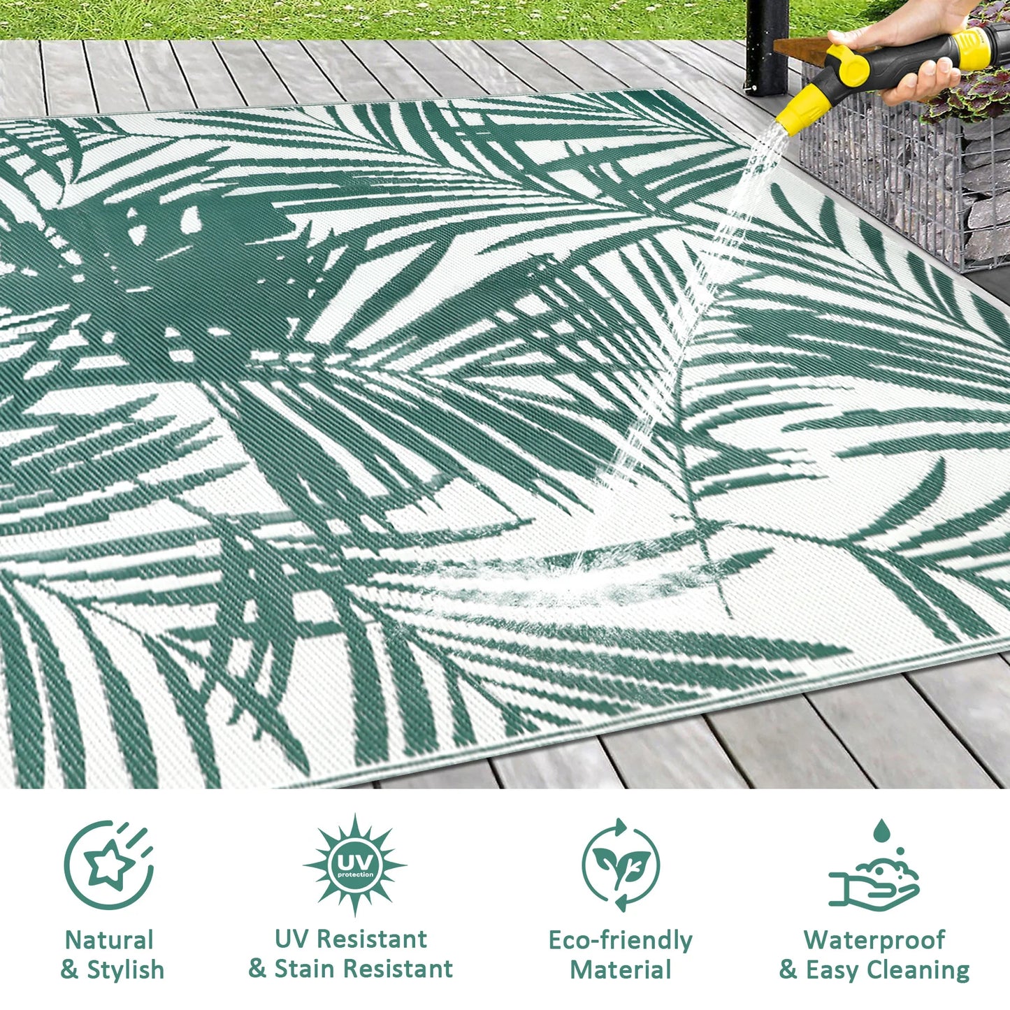 Outdoor Rugs Waterproof Reversible Outdoor Plastic Straw Rugs PatioIndoor Carpets RV Mat For Family Camp Picnic