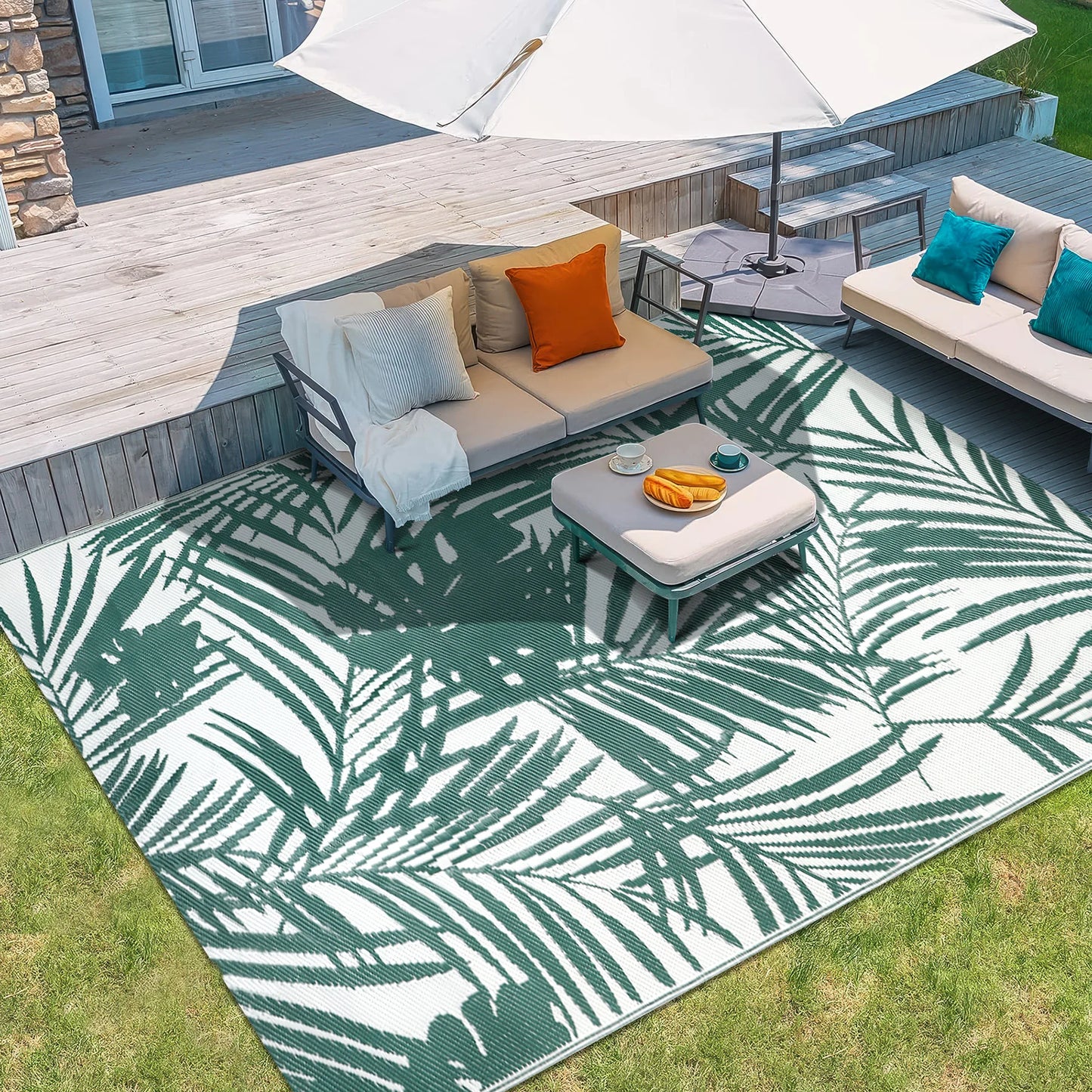 Outdoor Rugs Waterproof Reversible Outdoor Plastic Straw Rugs PatioIndoor Carpets RV Mat For Family Camp Picnic