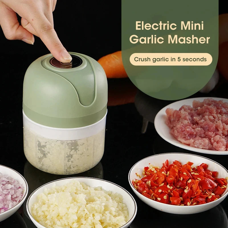 Portable Electric Garlic Masher And Meat Grinder Chopper USB Powered