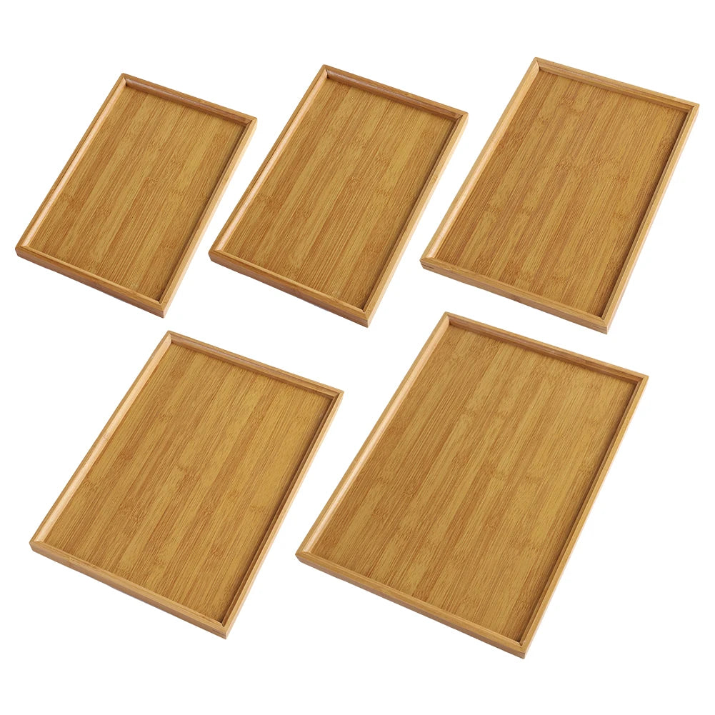 LEENKEA Bamboo Rectangular Serving Tray For Kitchen And Bar