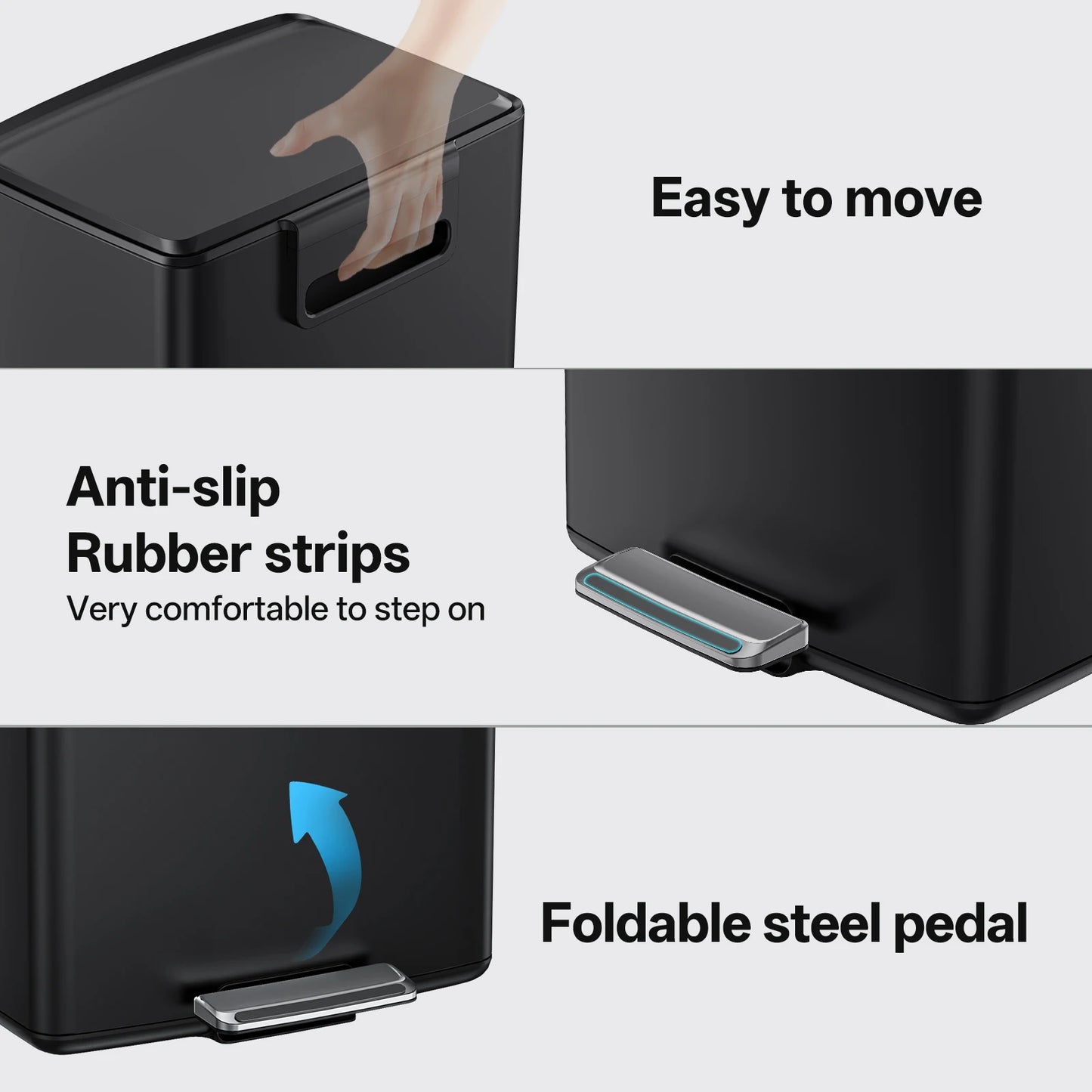 mVm Stainless Steel Step Trash Can With Lid Fingerprint Resistant