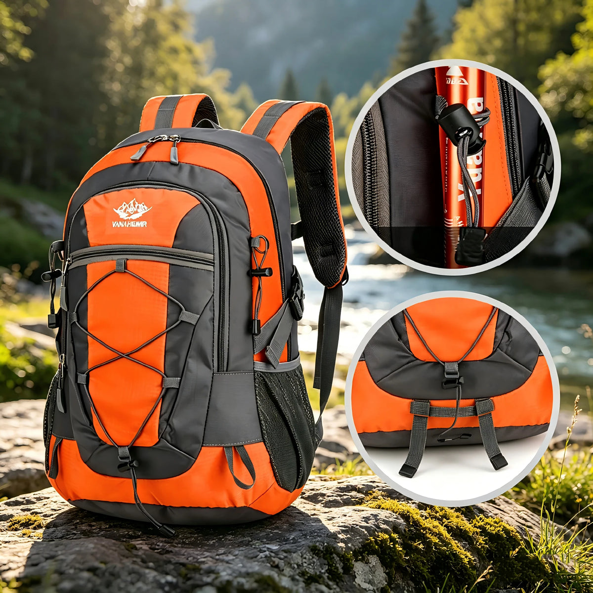 Outdoor Hiking Backpack, Unisex Multi-purpose Bag, Lightweight Travel Hiking Luggage Storage Pack, Compatible with Stabilizing Trekking Poles