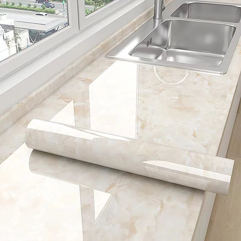 PVC Marble Kitchen Oil-Proof Self-Adhesive Wallpaper