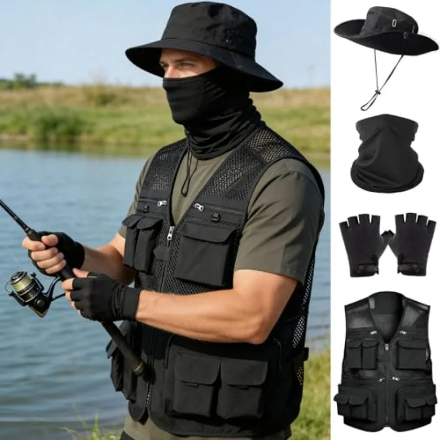Men's Outdoor Cargo Vest With Pockets For Travel And Hiking
