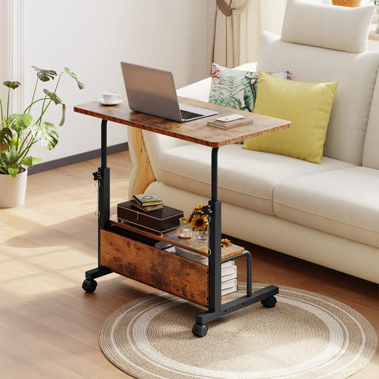 Standing Computer Desk with 31.5IN Adjustable Height Mobile Locking Wheels Metal Frame Portable Workstation iPad laptop cromebook