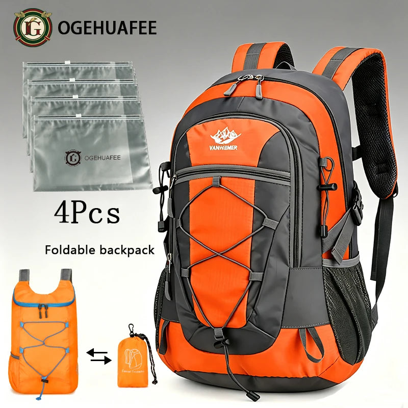 Outdoor Hiking Backpack, Unisex Multi-purpose Bag, Lightweight Travel Hiking Luggage Storage Pack, Compatible with Stabilizing Trekking Poles