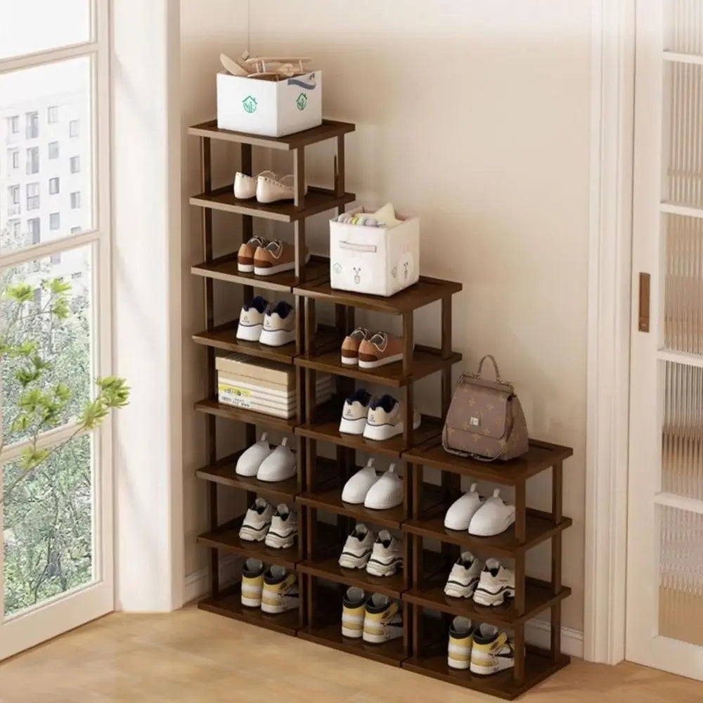5-Tier Bamboo Shoe Rack Organizer for Small Spaces