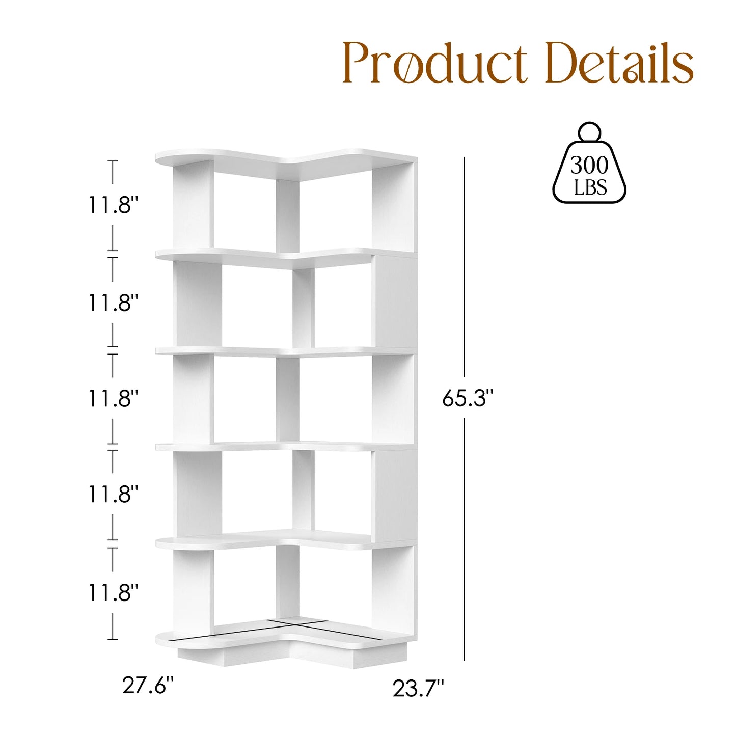 Farini 5-Tier Corner Bookshelf L-Shaped Freestanding Bookcase