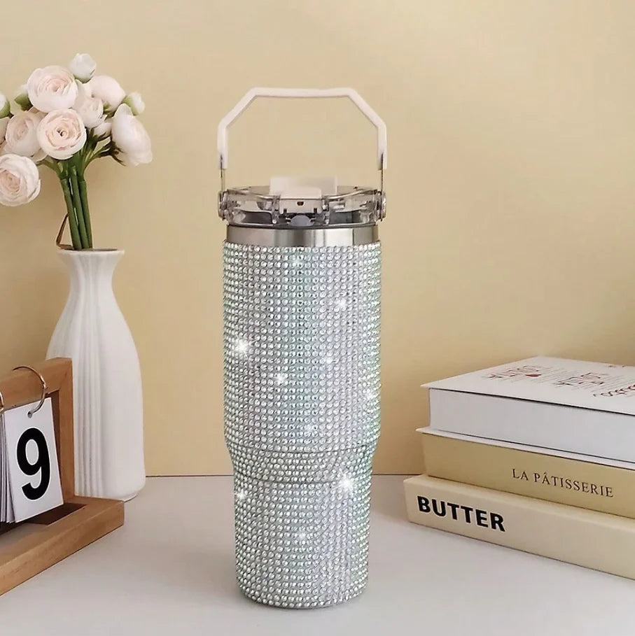 Diamond Finish Double Wall Vacuum Insulated Tumbler With Lid