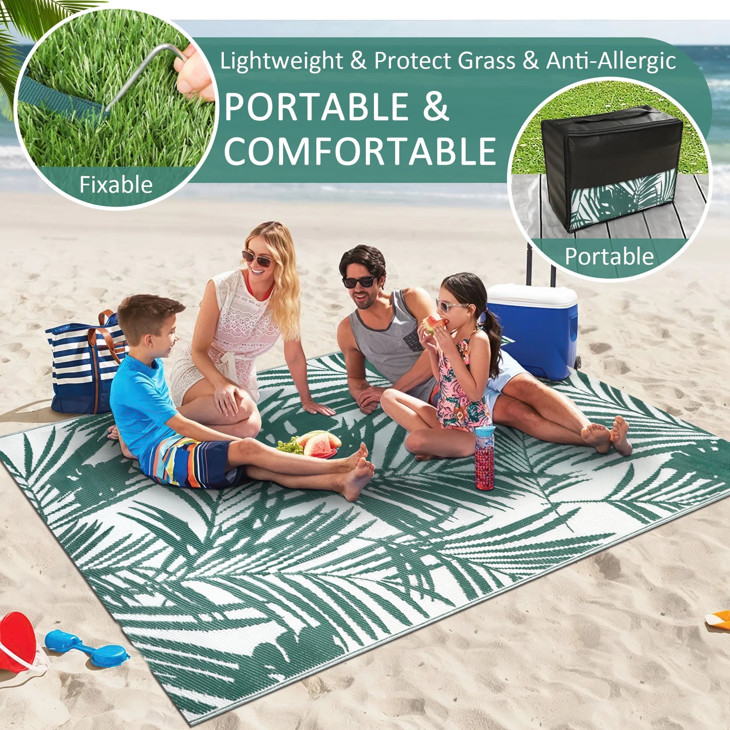 Outdoor Rugs Waterproof Reversible Outdoor Plastic Straw Rugs PatioIndoor Carpets RV Mat For Family Camp Picnic