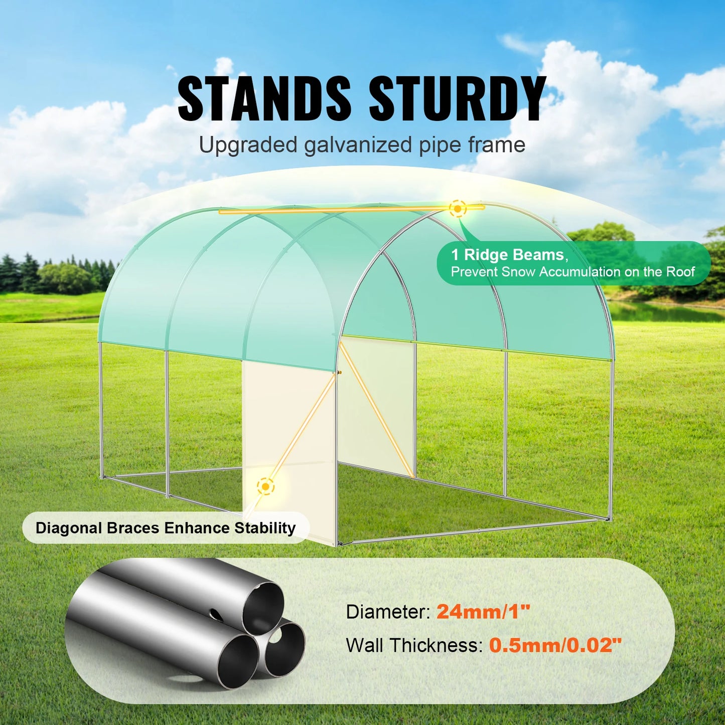 SucceBuy Walk-In Tunnel Greenhouse With Steel Frame And PE Cover