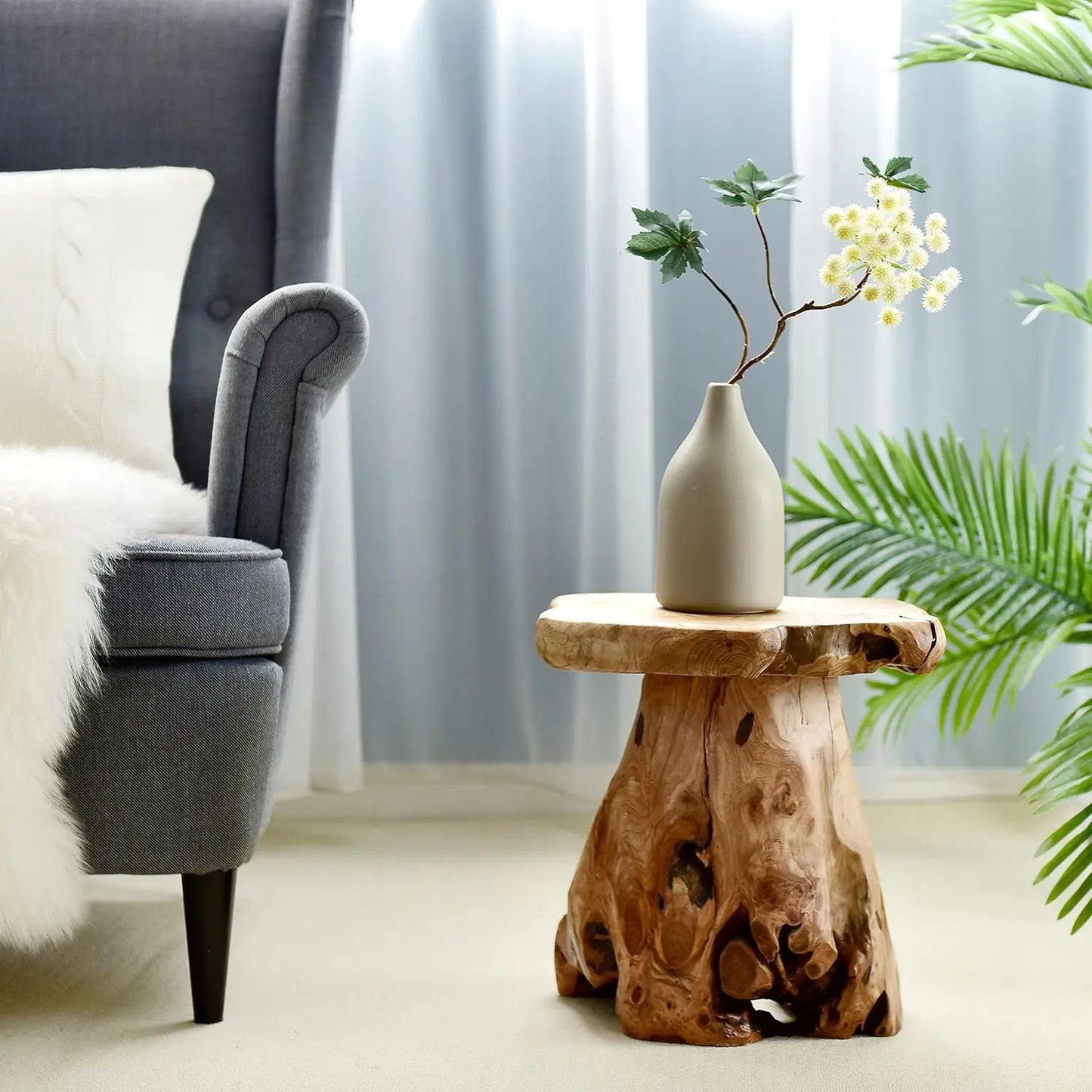 Natural Cedar End Table With Live Edge Plant Stand Nightstand
