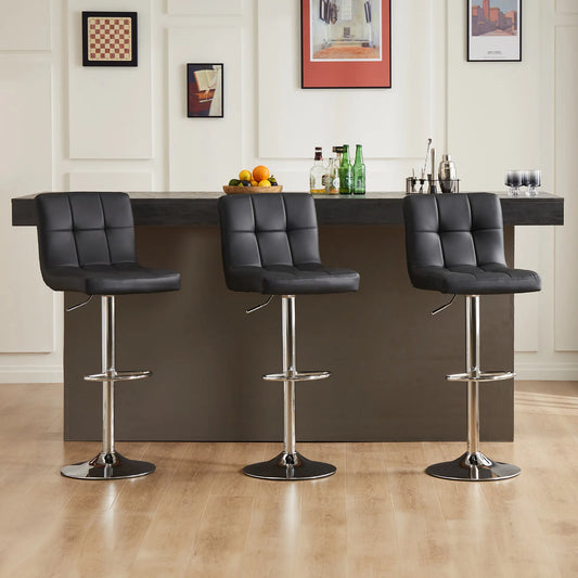 JHK PU Leather Bar Stools Pair With Comfortable Backrest