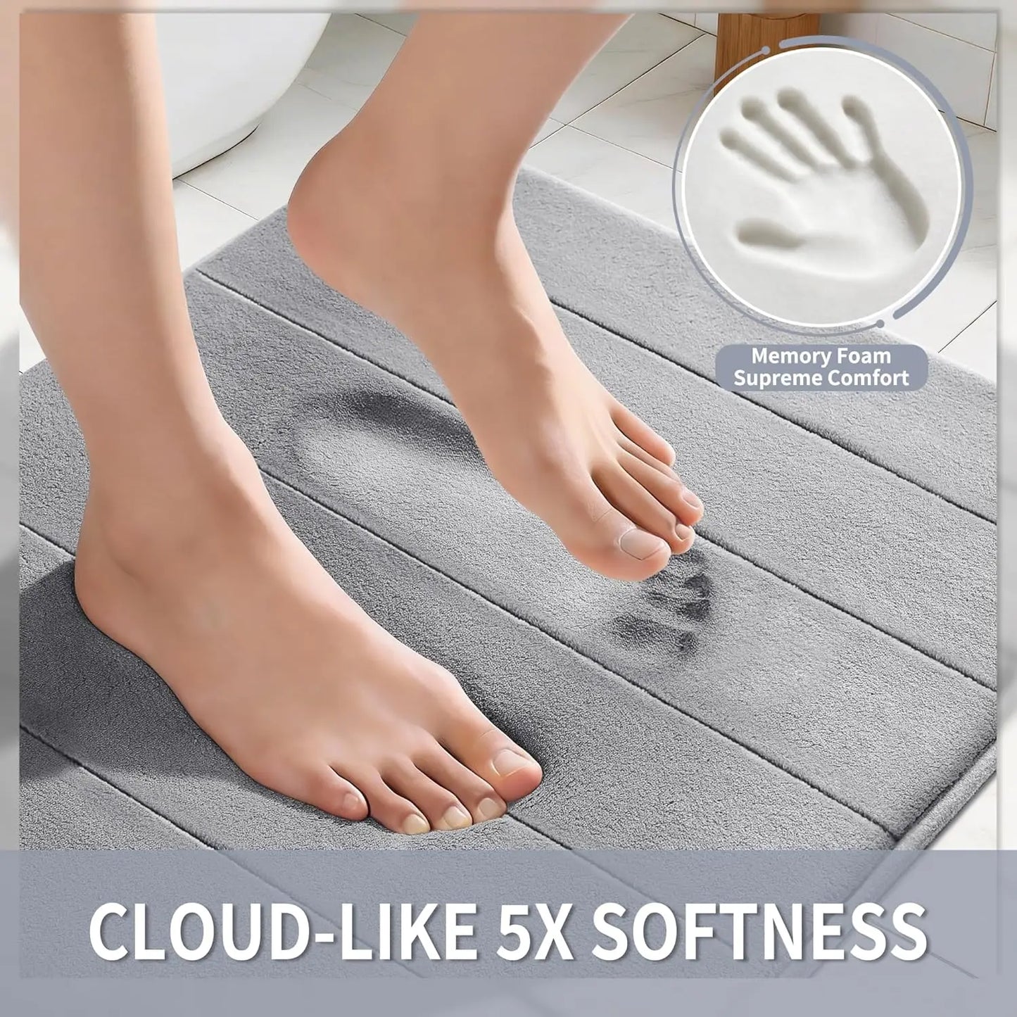Memory Foam Bath Mat, Non Slip, Quick Dry, Machine Washable