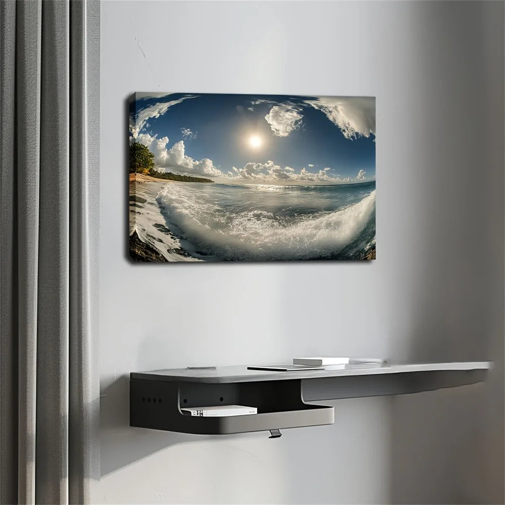 Coast Decorative Canvas Art Serene Waves Beneath Blue Sky