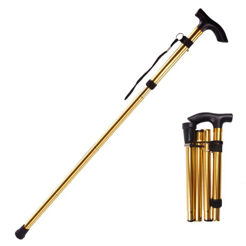 Aluminum Folding Walking Cane Trekking Poles With T Handle Outdoor