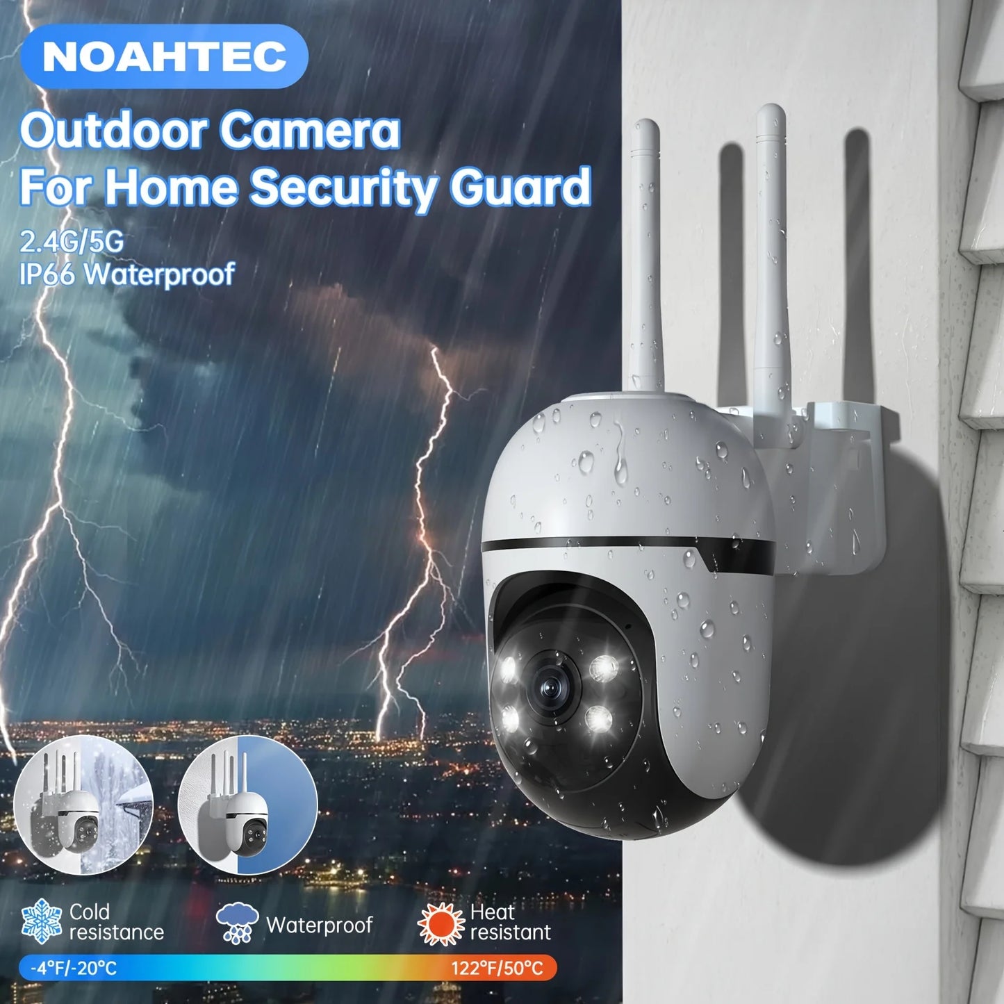WESECUU Outdoor Security Camera 360 Degree Auto Tracking 4MP WiFi