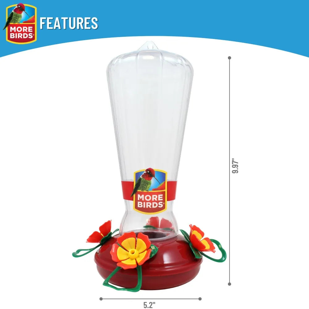 Clear Plastic Hummingbird Feeder with 25 oz Nectar Capacity Garden Flower Shaped Bird Feeder