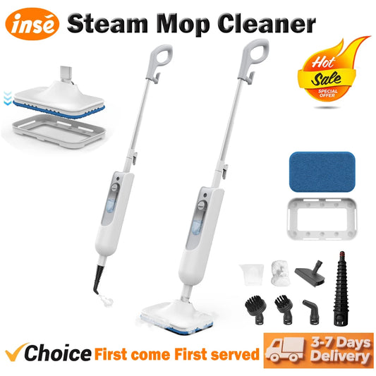 INSE 6-in-1 Powerful Steam Mop Detachable Floor Cleaner