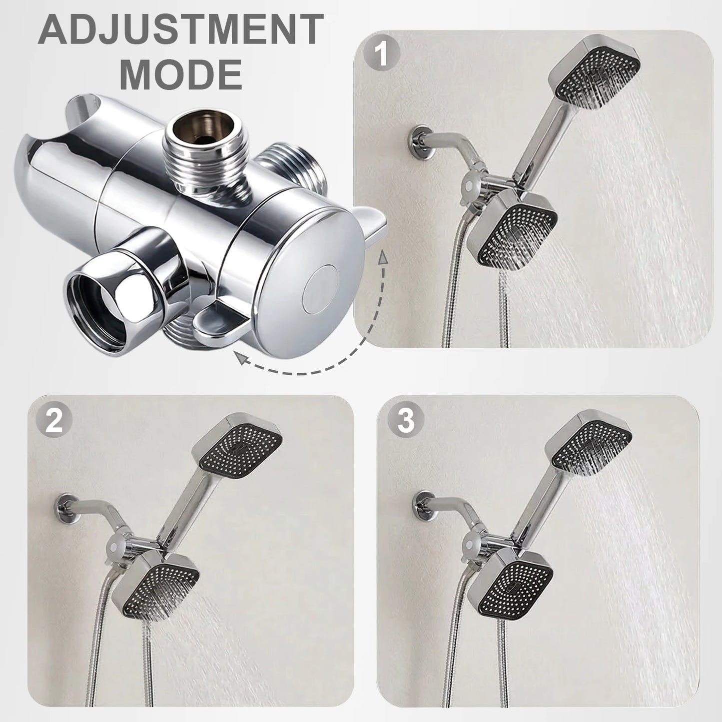 Square Shower Head Kit With Wall Bracket And ThreeWay Diverter