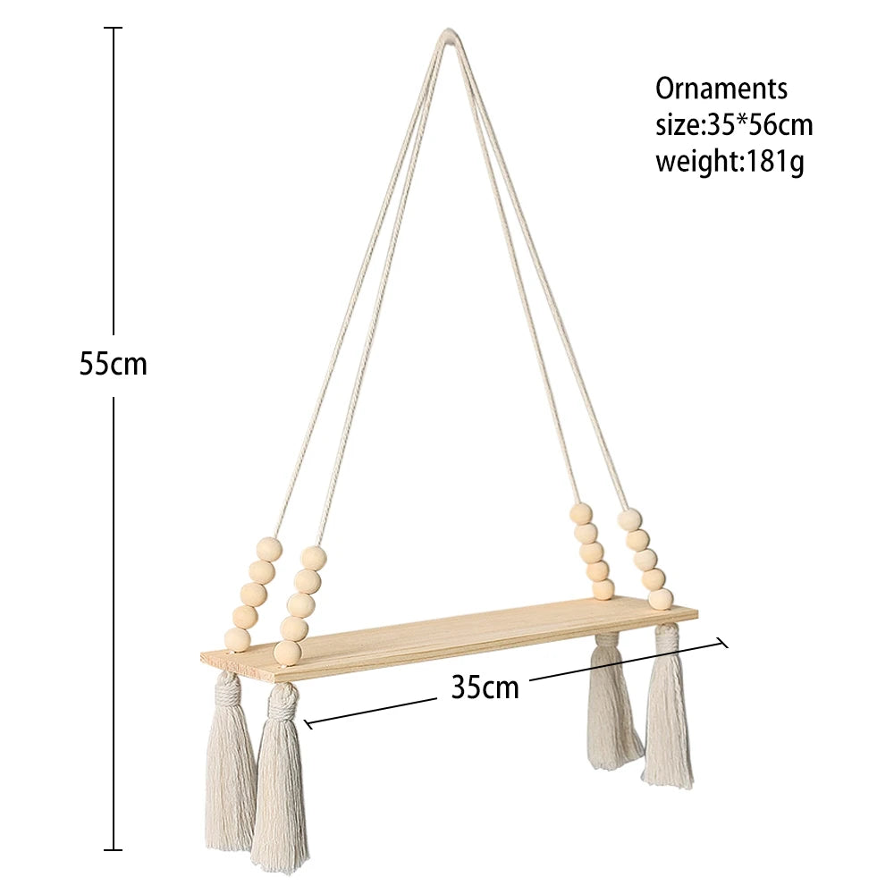 Wooden Wall Mount Storage Rack With Floating Plant Shelves