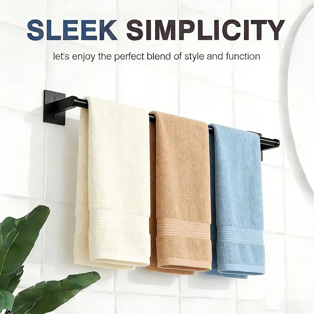 Matte Black Wall Mounted Towel Rack Stainless Steel Modern Bath