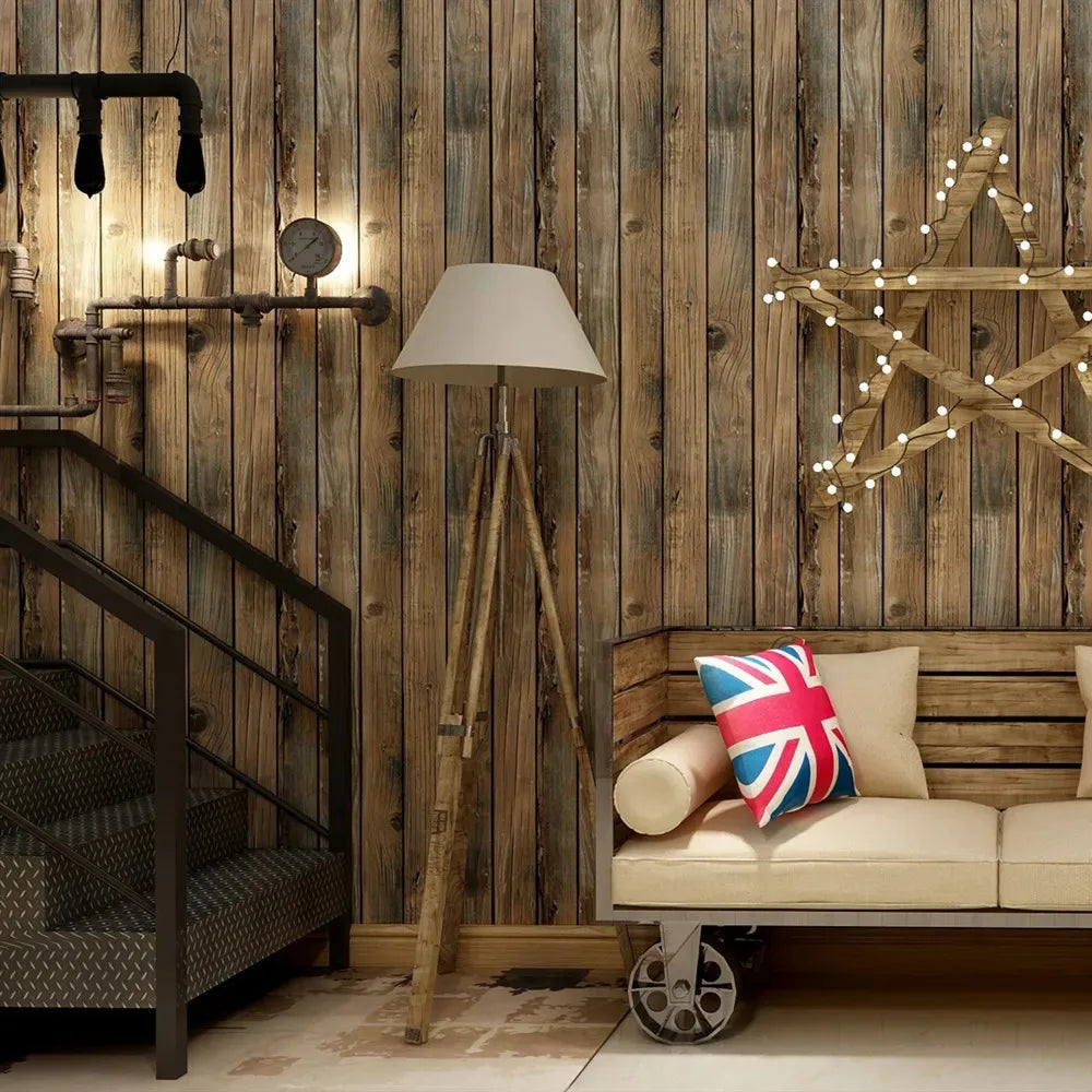 KALYNN Retro Faux Wood Grain Peel And Stick Wallpaper