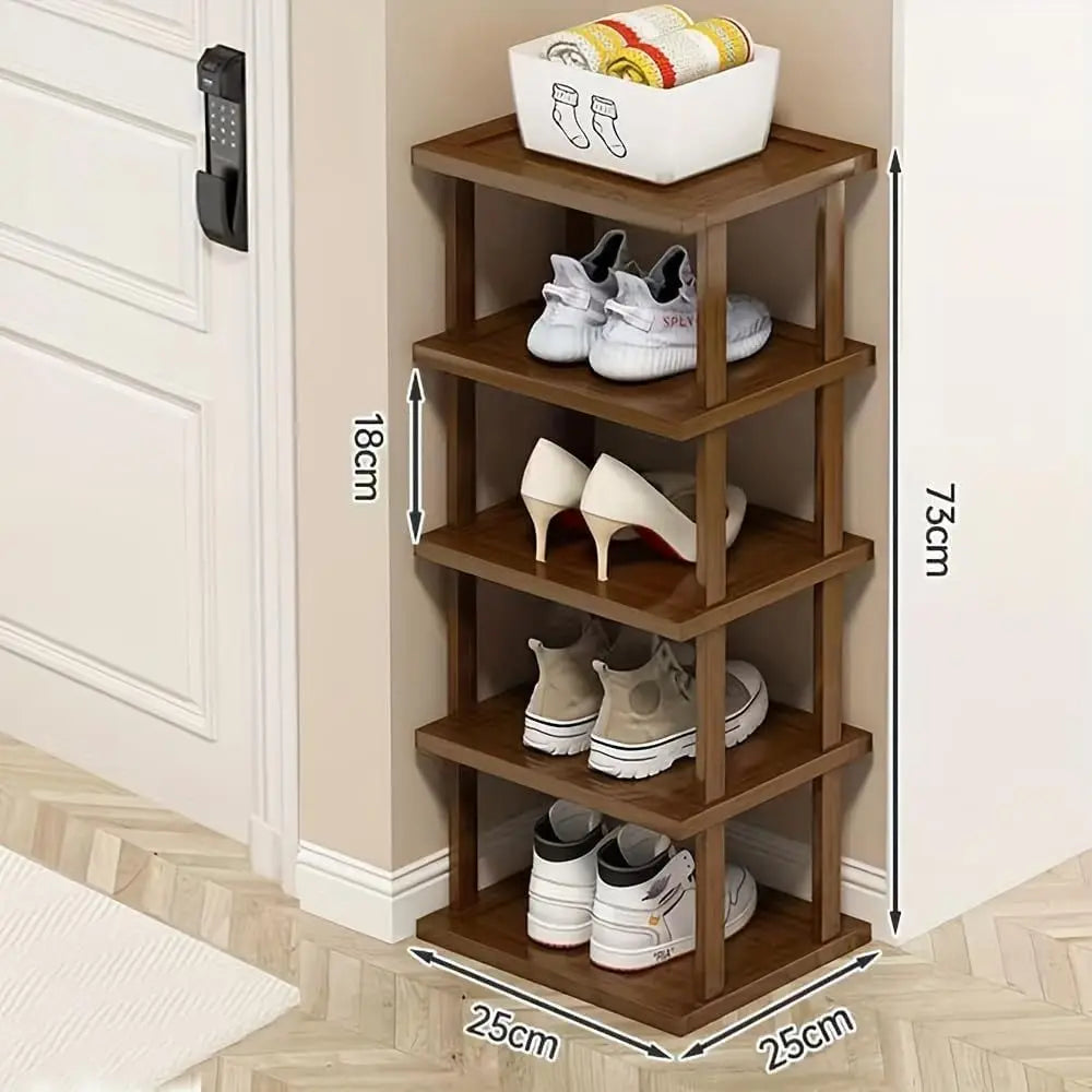 5-Tier Bamboo Shoe Rack Organizer for Small Spaces