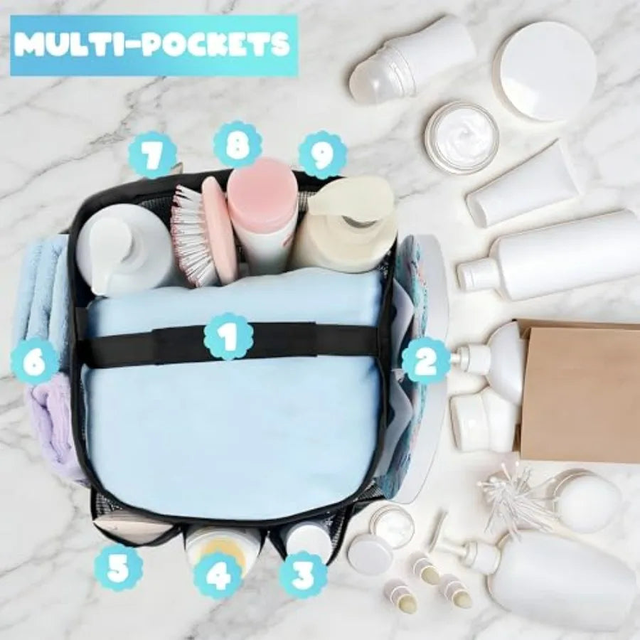 Mesh Shower Caddy Portable Dorm Organizer With 9 Pockets