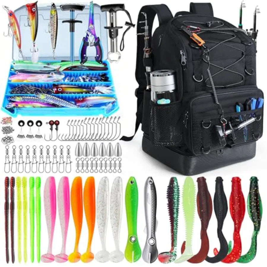 Fishing Backpack With Tackle Boxes Rod Holder Waterproof Cooler