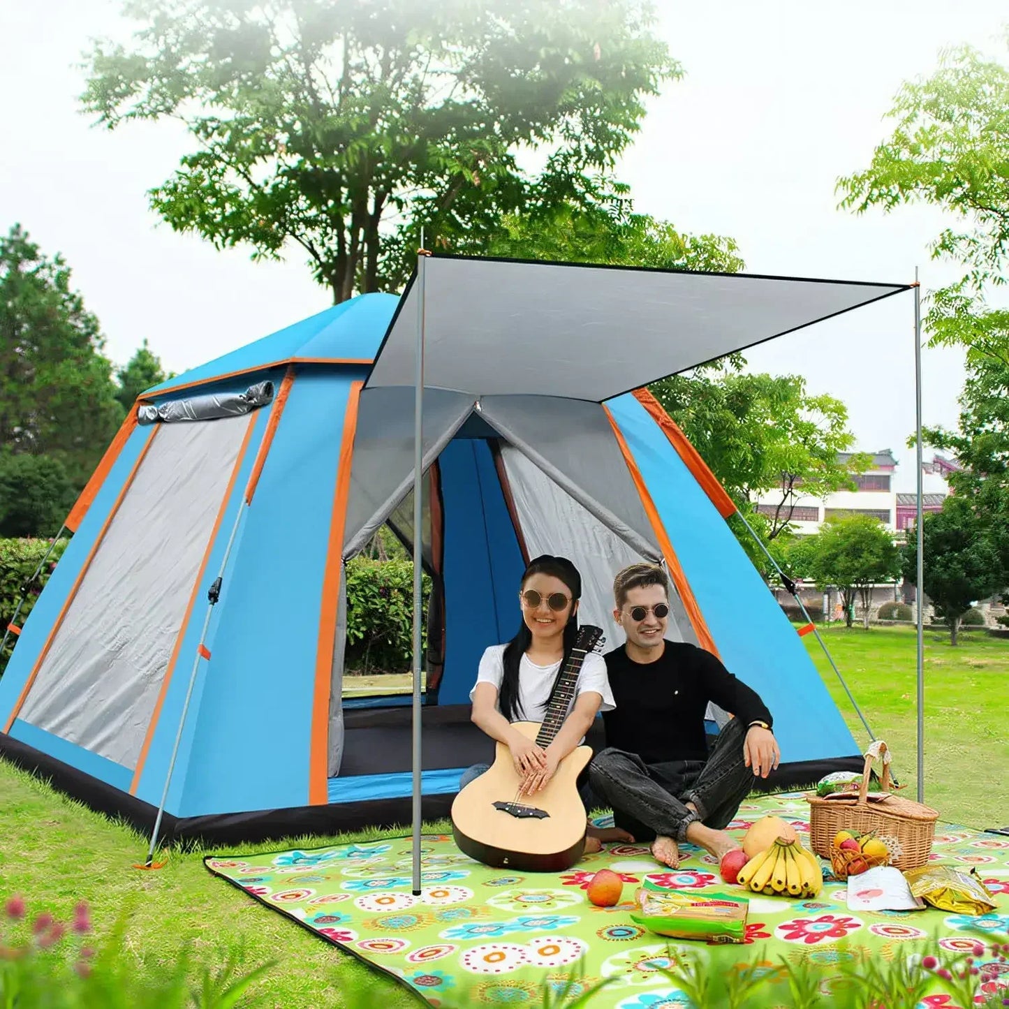 Automatic Sun Protection Hexagonal Beach Tent Waterproof For Family