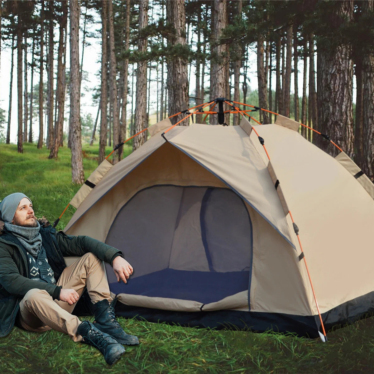Pakicetus Outdoor Automatic Quick-Opening Tent With Two Windowless Doors
