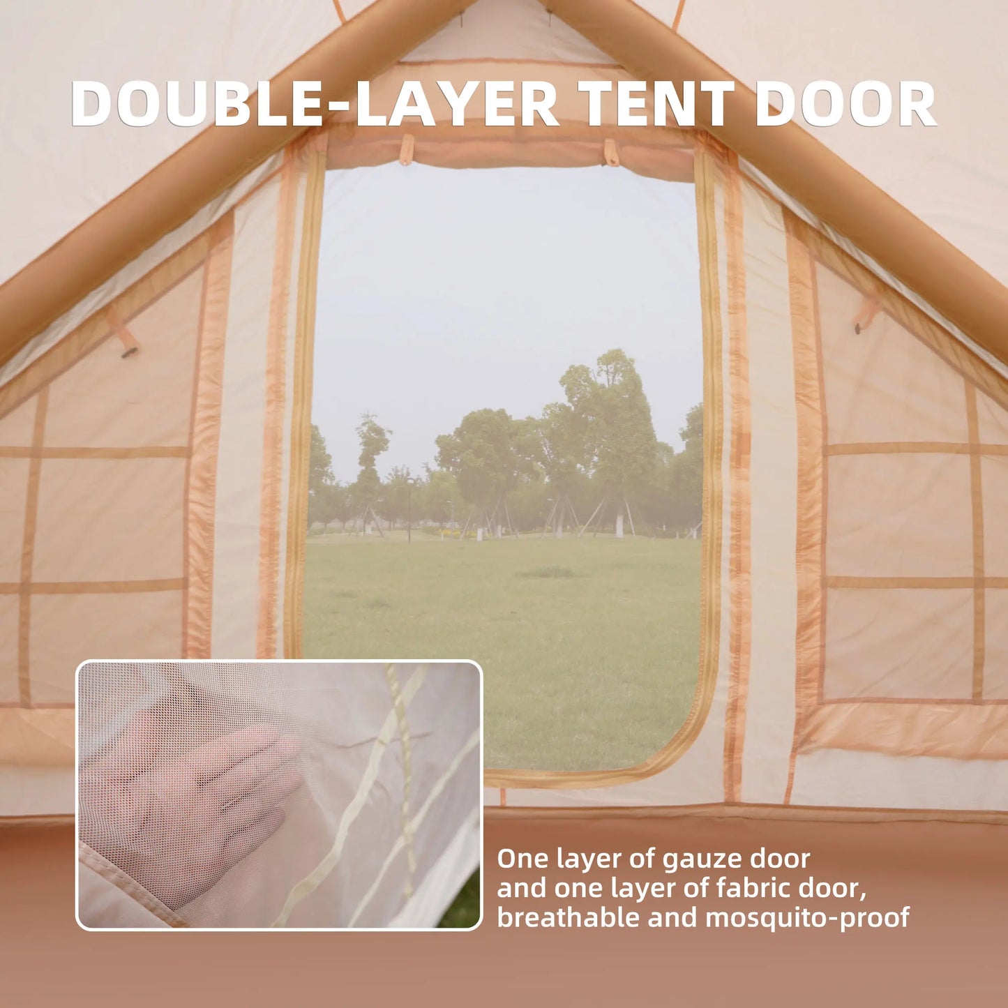 Inflatable Camping Tent Chimney Window Easy Setup 4 Season Waterproof