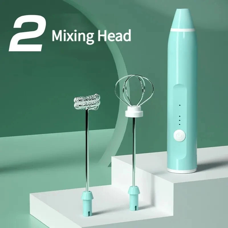 Portable USB Rechargeable Milk Frother Handheld Coffee Blender