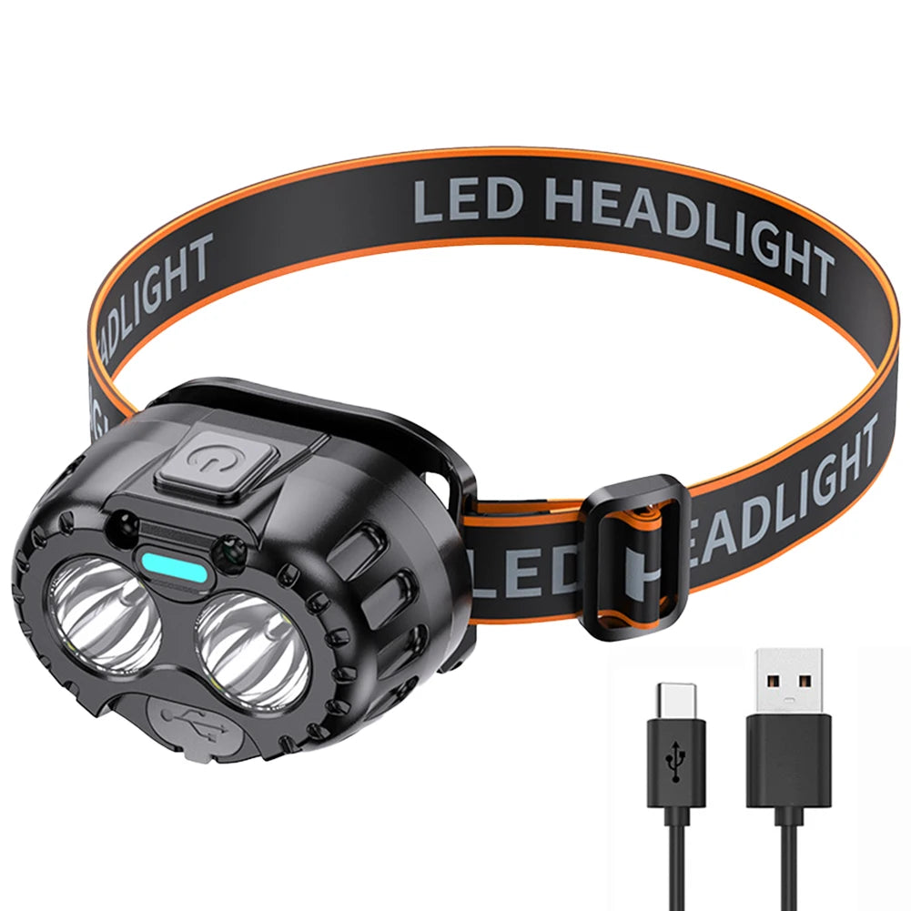 Powerful LED Headlamp With Motion Sensor Emergency Flashlight