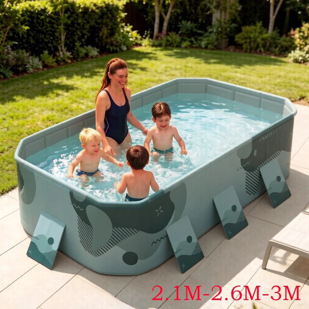 Foldable Rectangular Pool With Easy Setup For Outdoor Use