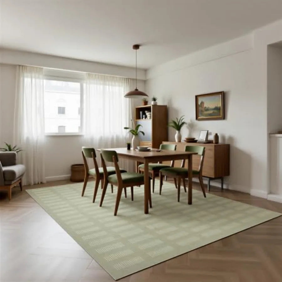 Washable Faux Wool Living Room Area Rug With Non Slip Backing