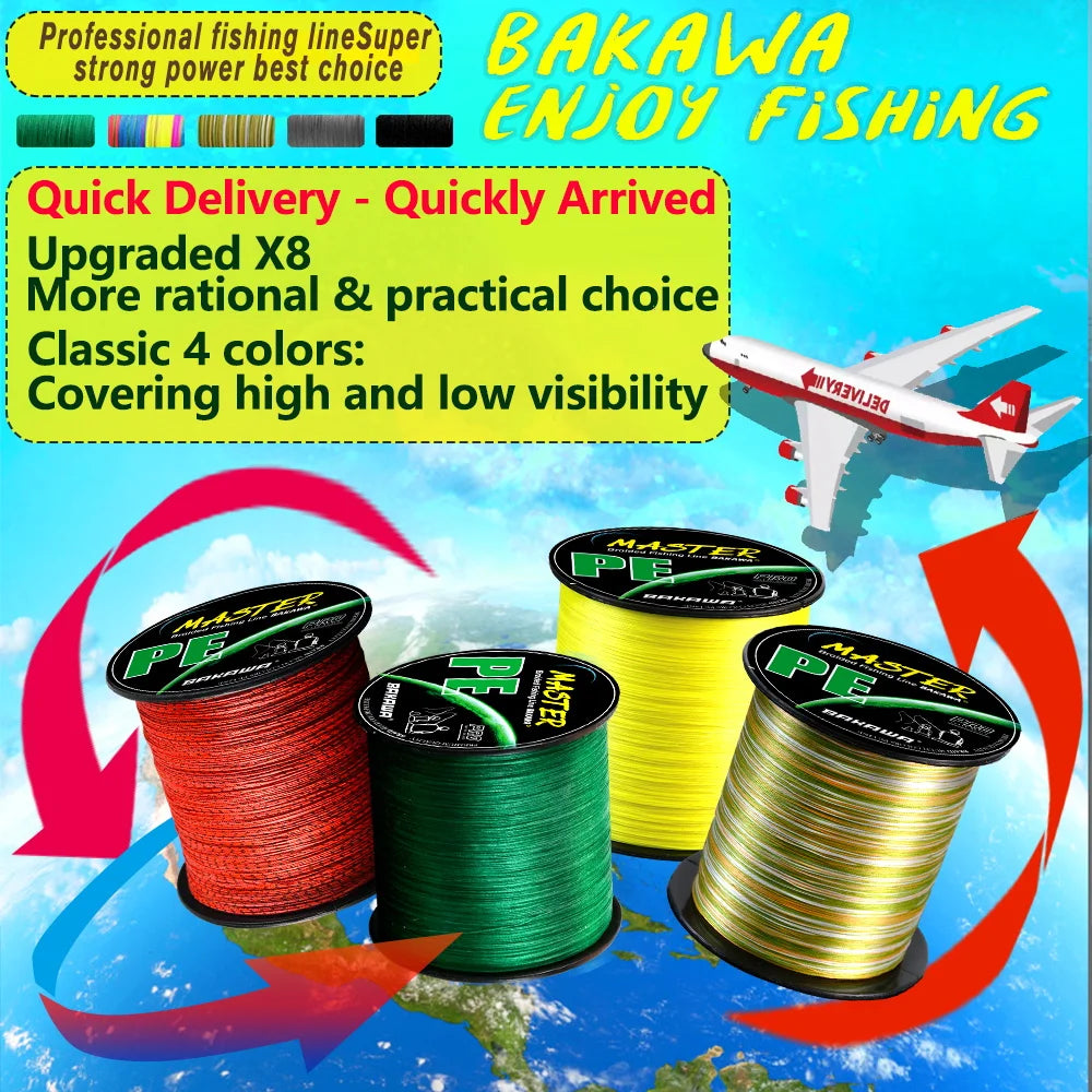Bakawa 300M 8 Strand Braided PE Fishing Line For Saltwater Casting