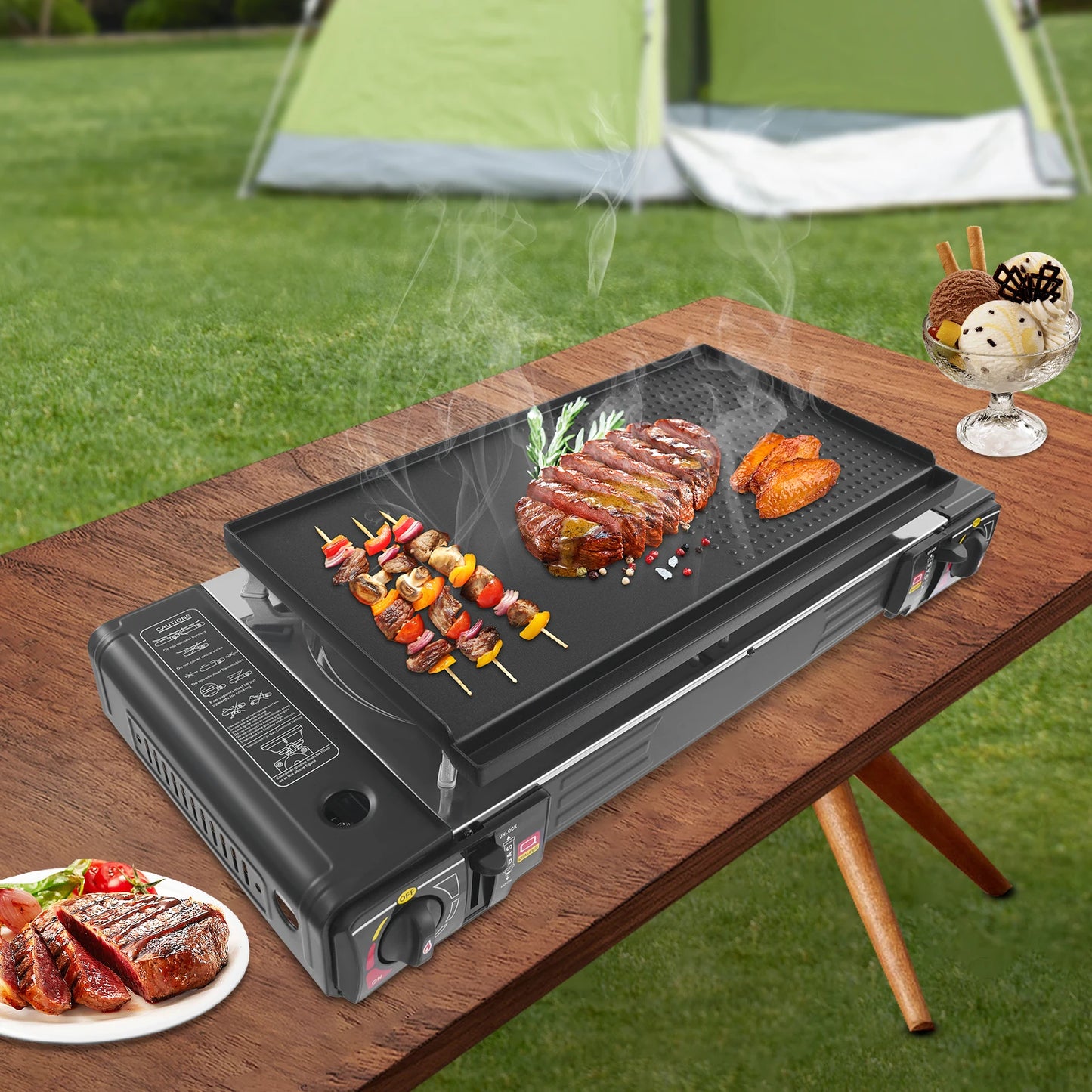 Two-Burner Camping Stove 2500W Butane Outdoor Burner