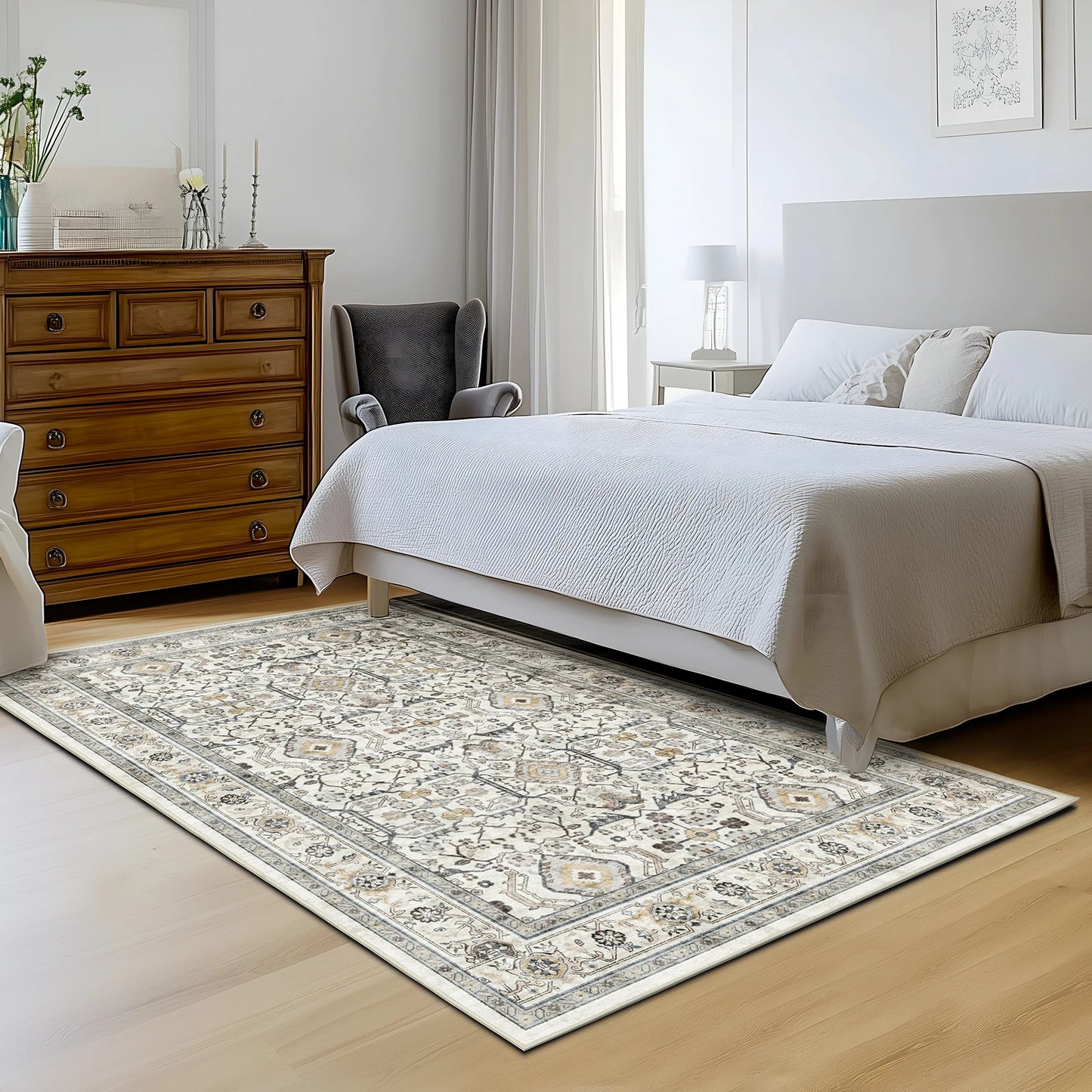 Kilim Wool Silk Washable Geometric Pattern Area Rug Living Room