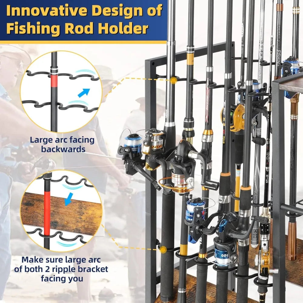 Rolling Fishing Rod Rack for Garage and Boat Cart Organization