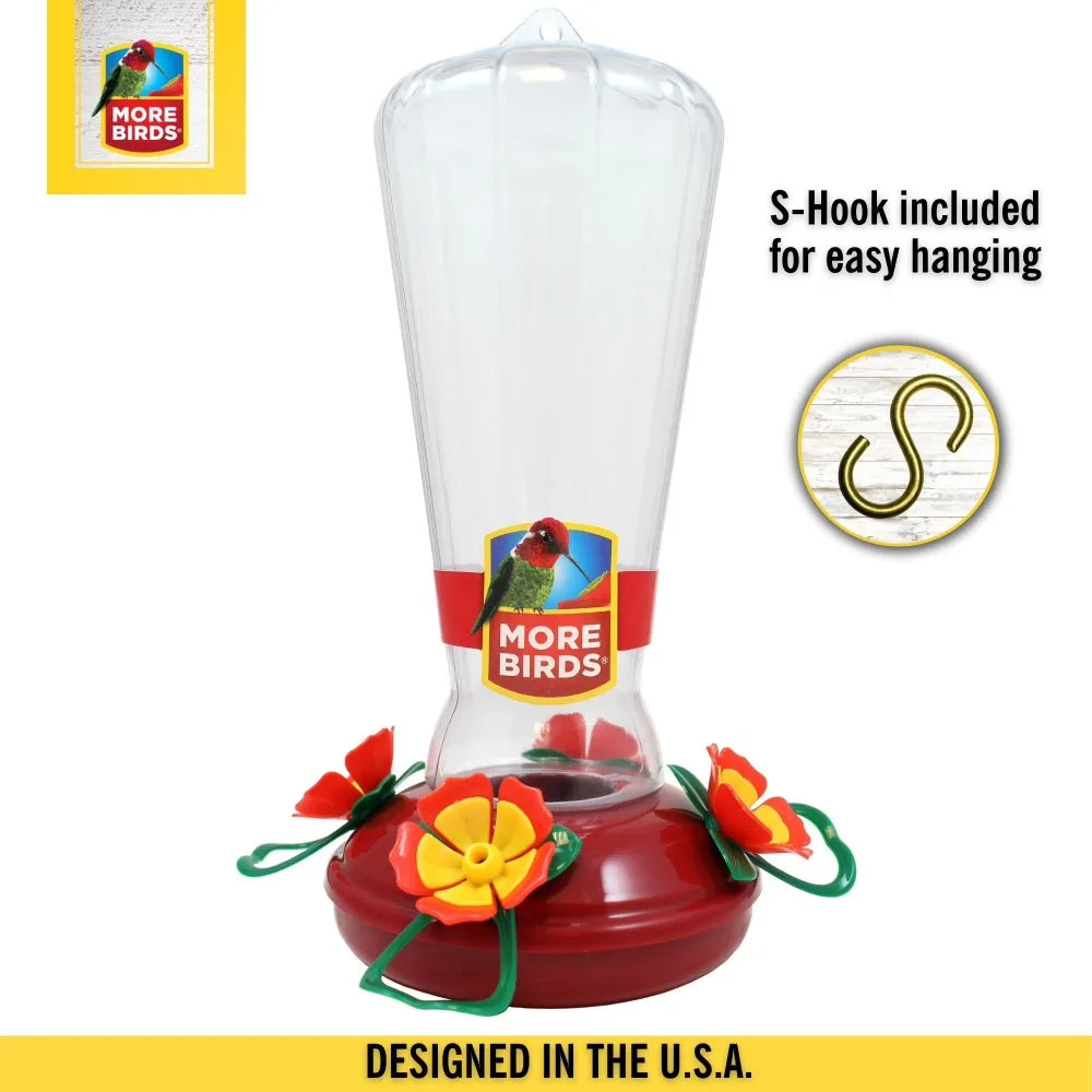 Clear Plastic Hummingbird Feeder with 25 oz Nectar Capacity Garden Flower Shaped Bird Feeder