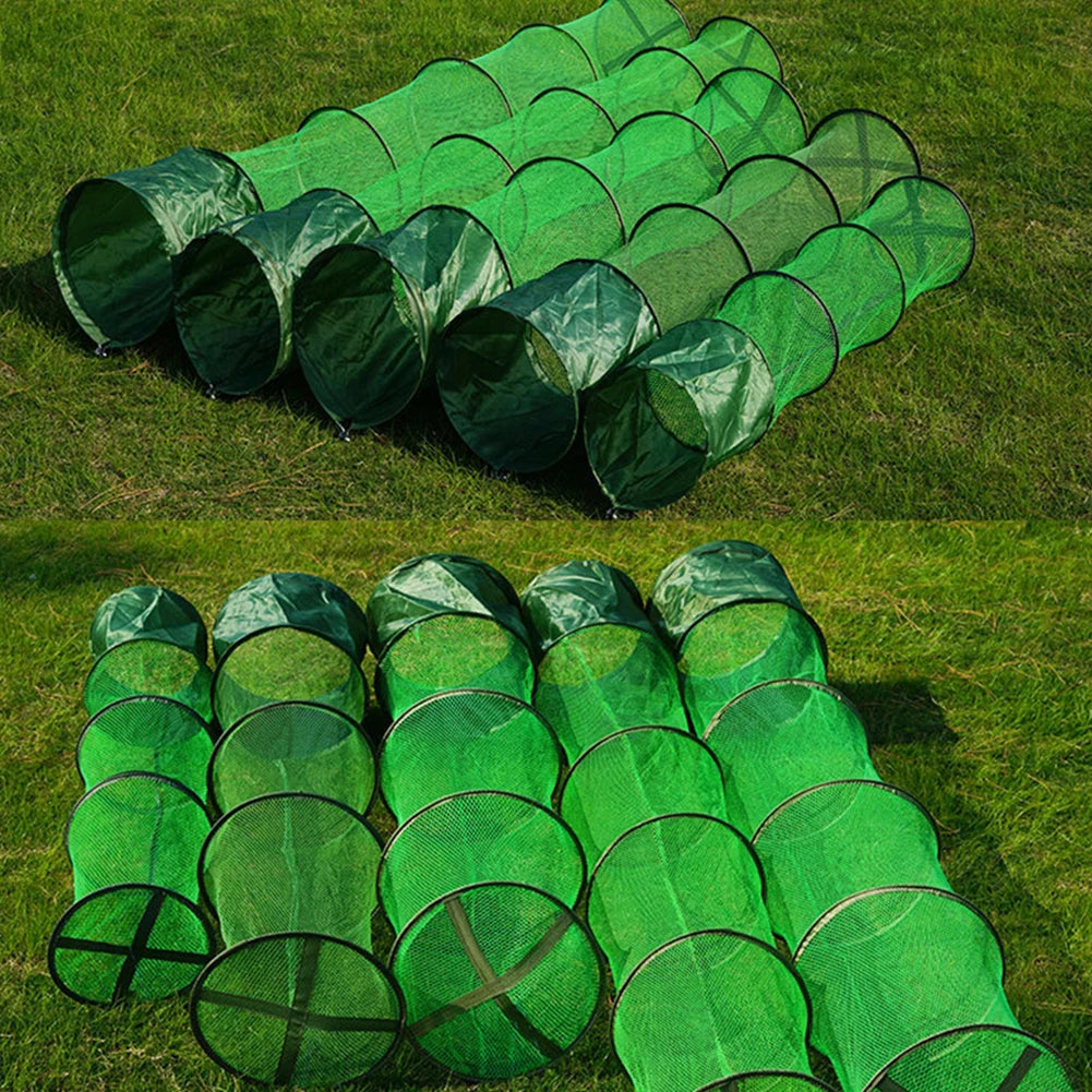 Portable Folding Fish Trap Net With Steel Ring Cage