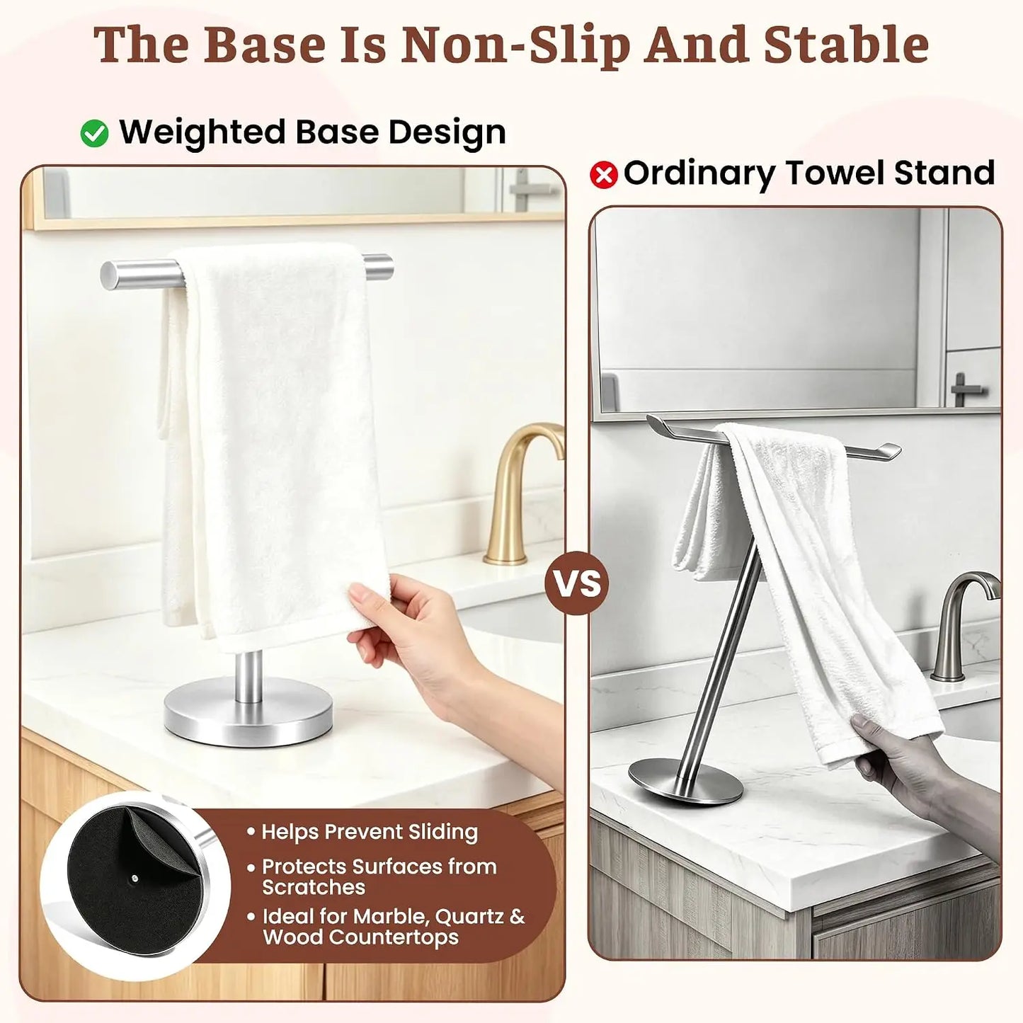 Stainless Steel T-Shape Free Standing Hand Towel Holder