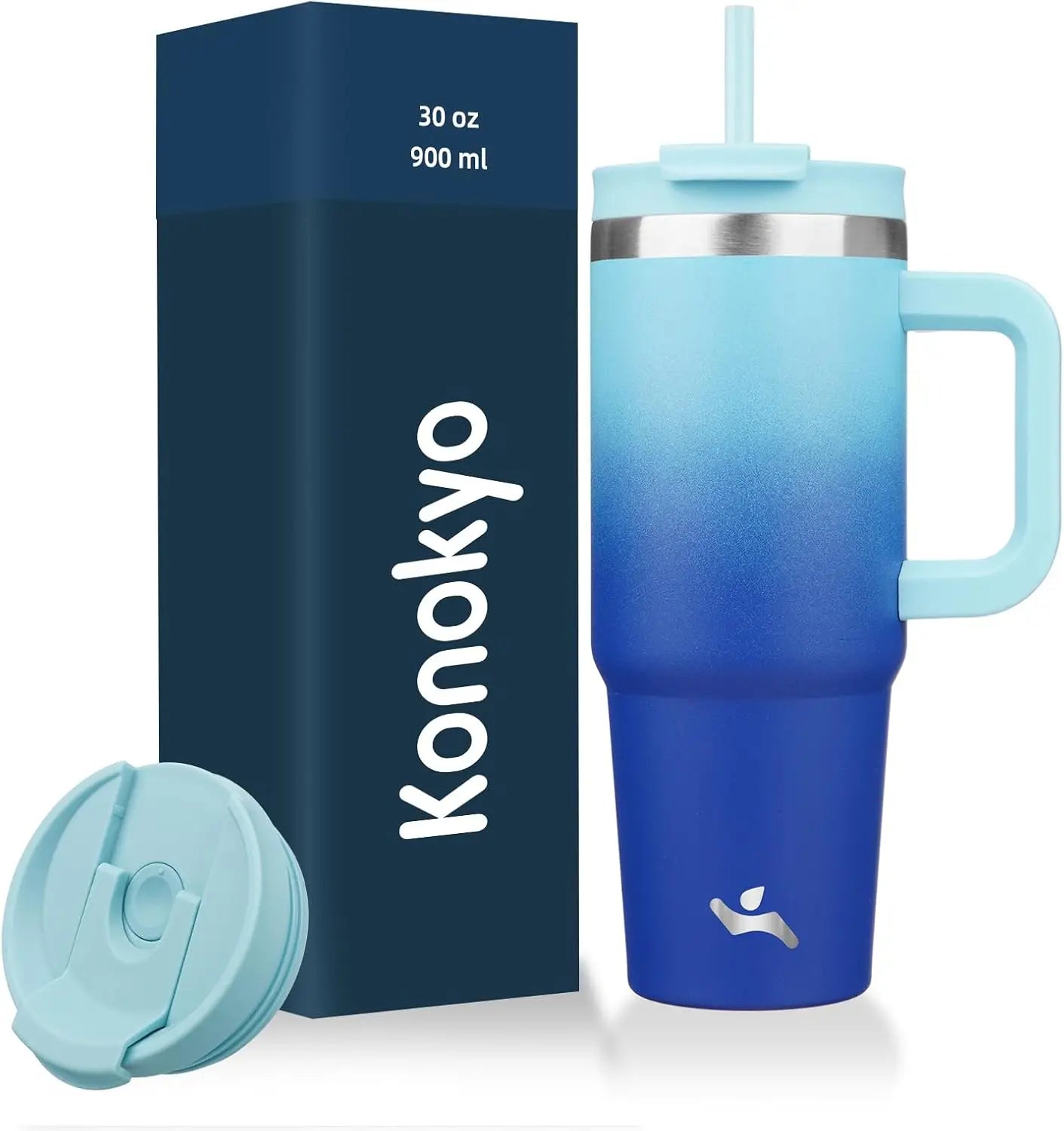 30 Oz Insulated Stainless Steel Tumbler With Handle And Straws